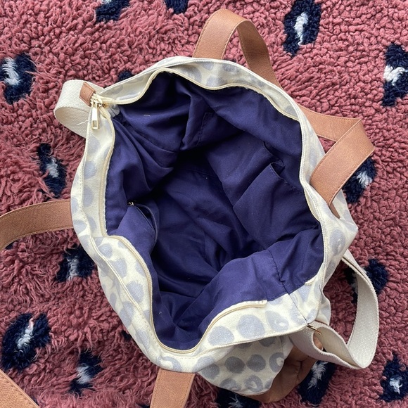 Merona Large Shoulder Bag - Cream with grey circles - Picture 5 of 6